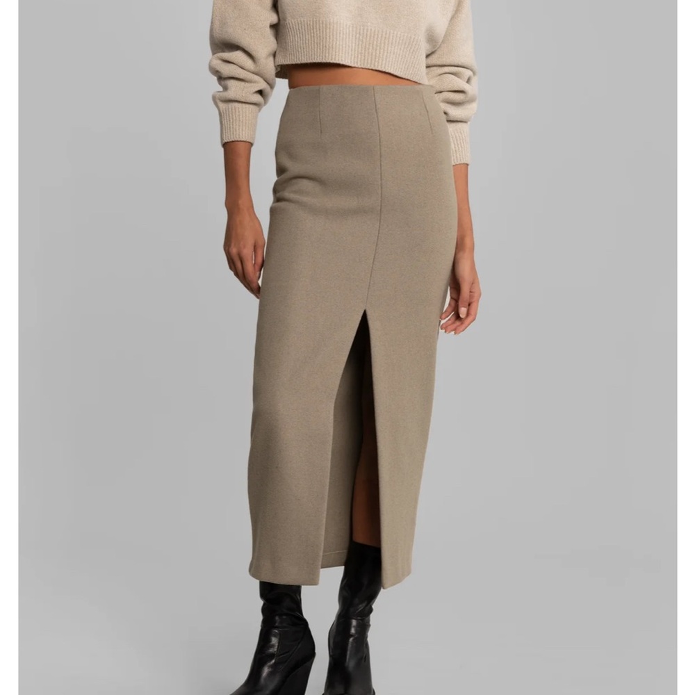 Frankie Shop- NEASI WOOL-BLEND PENCIL SKIRT - TAUPE